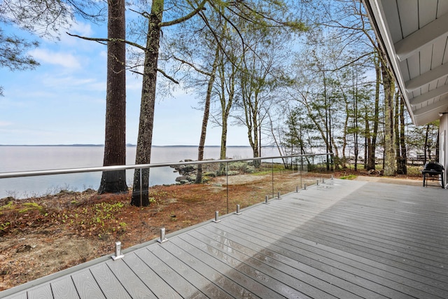79 Snug Harbor Rd, Standish, ME 04084 - deck featuring a water view and a grill