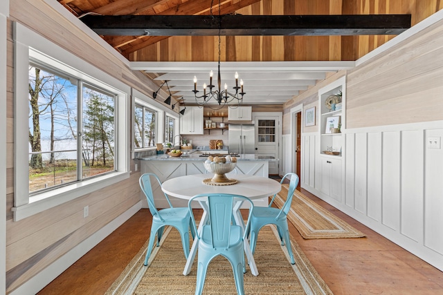 79 Snug Harbor Rd, Standish, ME 04084 - sunroom featuring a chandelier and beam ceiling