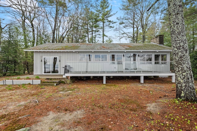 79 Snug Harbor Rd, Standish, ME 04084 - rear view of property with roof with shingles, a chimney, and a deck