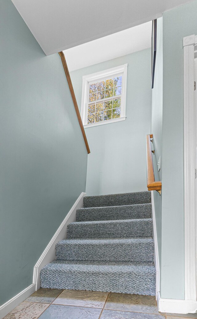 196 Eaton Ridge Dr, Holden, ME 04429 - stairway featuring baseboards