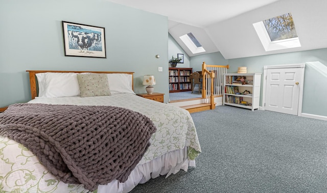 196 Eaton Ridge Dr, Holden, ME 04429 - carpeted bedroom featuring a skylight and vaulted ceiling