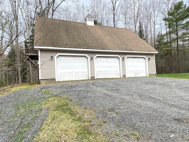 view of detached garage