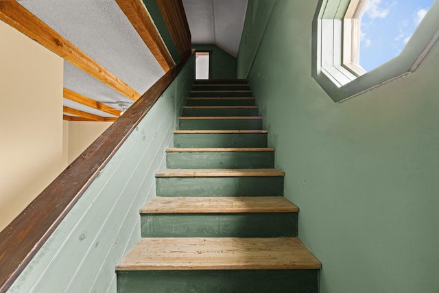 20 Crystal Spring Ln, Rome, ME 04963 - stairs with vaulted ceiling