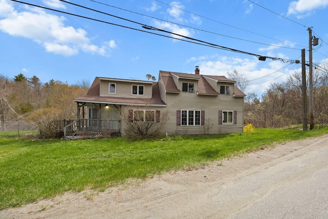 20 Crystal Spring Ln, Rome, ME 04963 - view of front of home featuring a porch, roof with shingles, and a chimney