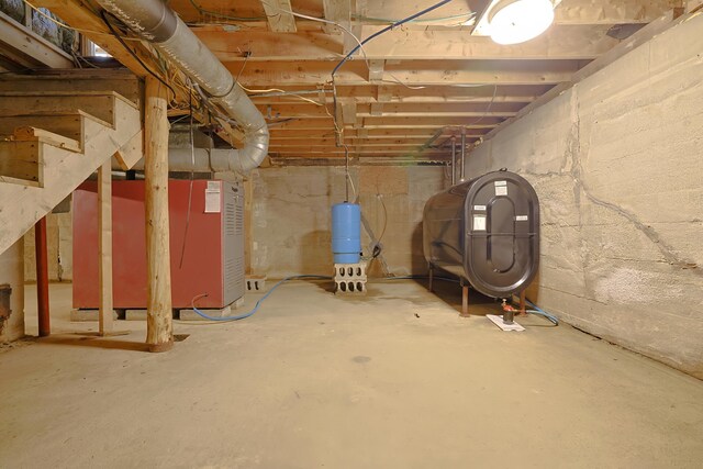 370 Christian Ridge Rd, Ellsworth, ME 04605 - unfinished basement with heating fuel and stairs