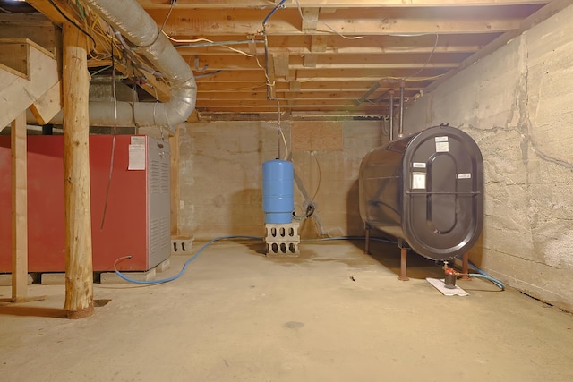 unfinished below grade area featuring heating fuel