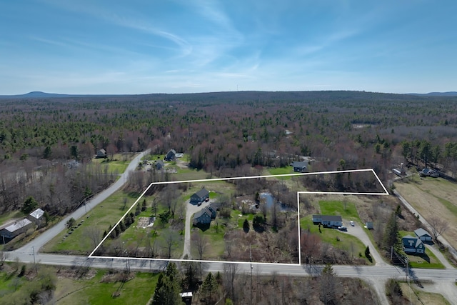 bird's eye view featuring a forest view