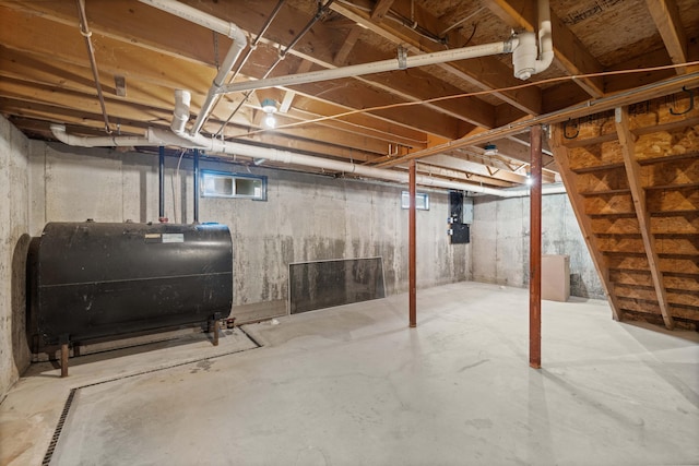 basement with oil tank