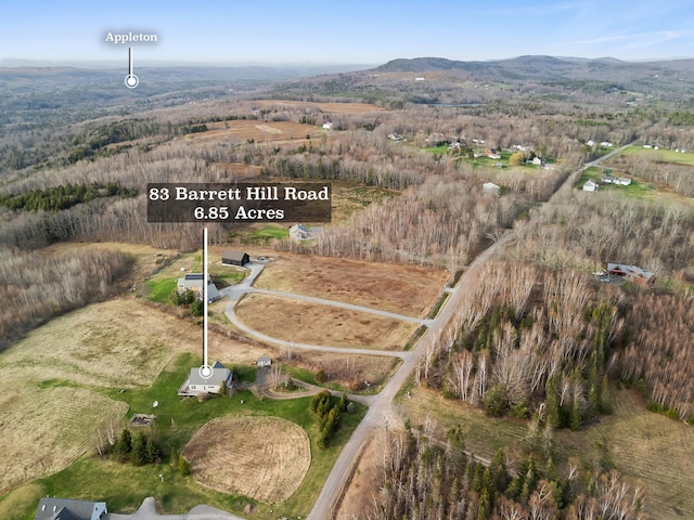 83 Barrett Hill Rd, Hope, ME 04847 - view of property location with property parcel outlined and a mountainous background
