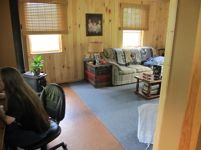 17 Kingsbury Rd, Wellington, ME 04942 - living room featuring wood walls
