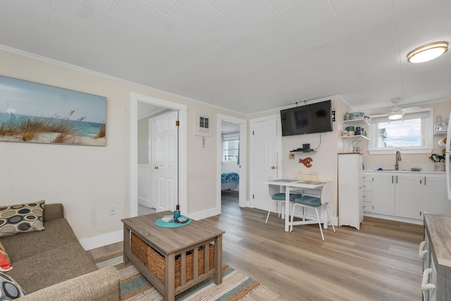 273 Webhannet Dr Unit 8, Wells, ME 04090 - living room featuring light wood-style flooring and crown molding