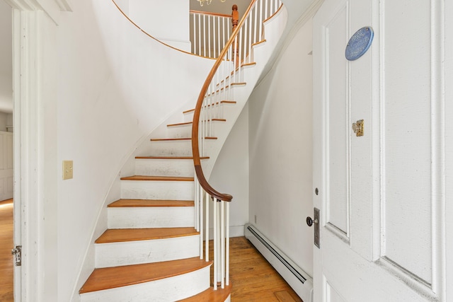 44 Pascal Ave, Rockport, ME 04856 - stairs featuring baseboard heating and wood finished floors