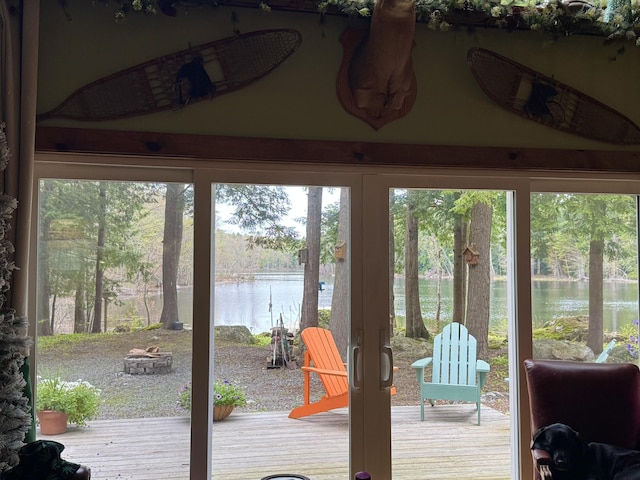 1363 Hallowell Rd, Litchfield, ME 04350 - doorway to outside featuring a water view