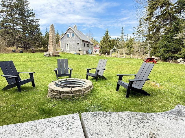 26 Hamilton Dr, Vinalhaven, ME 04863 - view of green lawn with a fire pit
