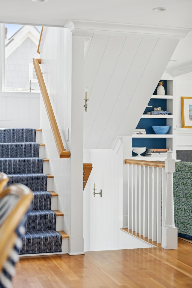 1 Harris Ln, Kennebunk, ME 04043 - staircase featuring built in features and wood finished floors