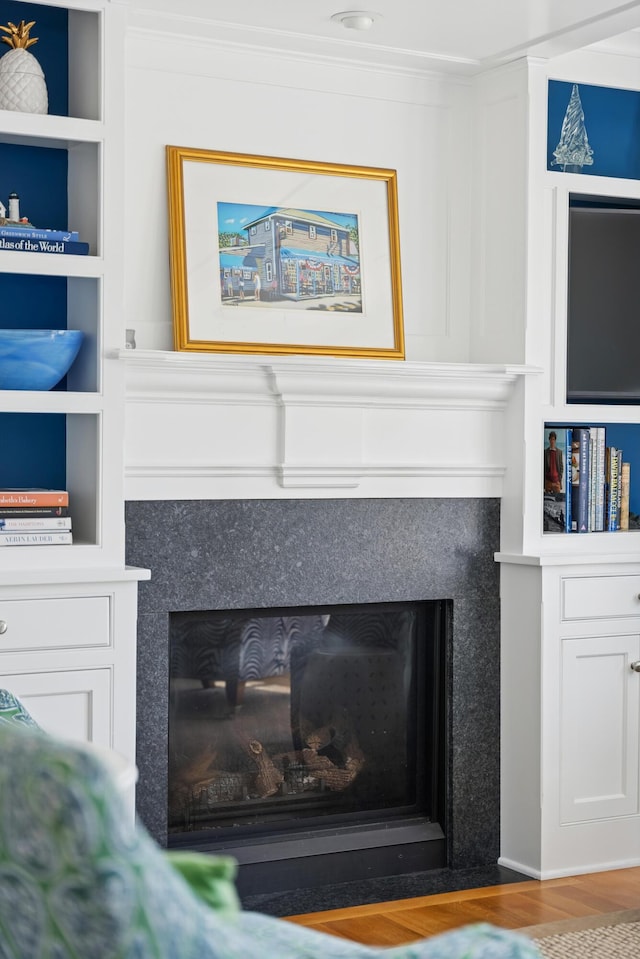 1 Harris Ln, Kennebunk, ME 04043 - interior details featuring a premium fireplace and wood finished floors