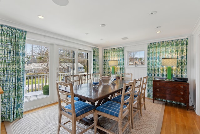 1 Harris Ln, Kennebunk, ME 04043 - dining space featuring ornamental molding and light wood-type flooring