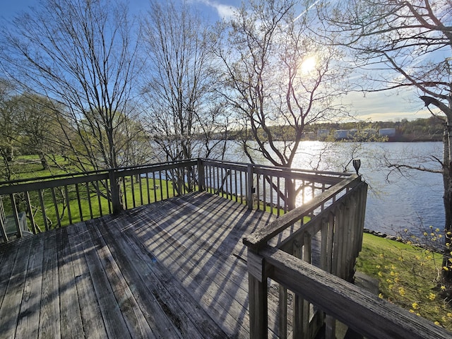 deck with a water view