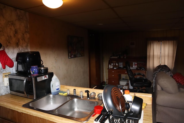 73 Milburn St, Skowhegan, ME 04976 - kitchen with stainless steel microwave and a sink