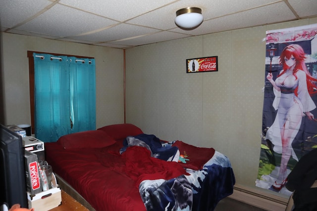 73 Milburn St, Skowhegan, ME 04976 - bedroom with a baseboard heating unit and a paneled ceiling