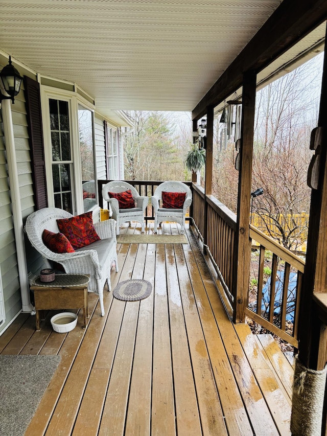 71 Reynolds Rd, Brooks, ME 04921 - wooden deck with an outdoor living space