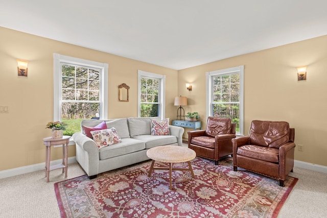 4 Geary Way, Falmouth, ME 04105 - living room featuring healthy amount of natural light, carpet flooring, and baseboards