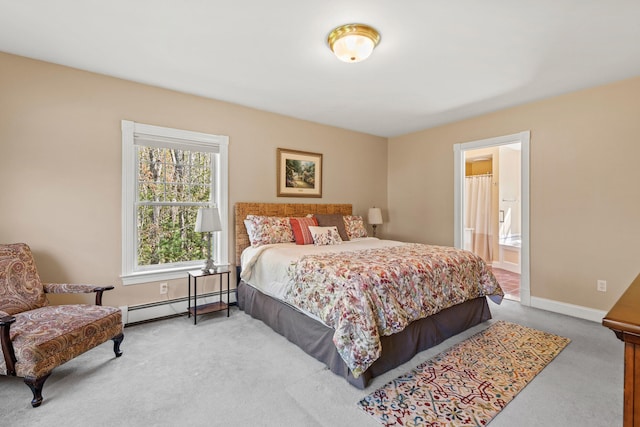 4 Geary Way, Falmouth, ME 04105 - carpeted bedroom featuring a baseboard radiator, baseboards, and ensuite bathroom