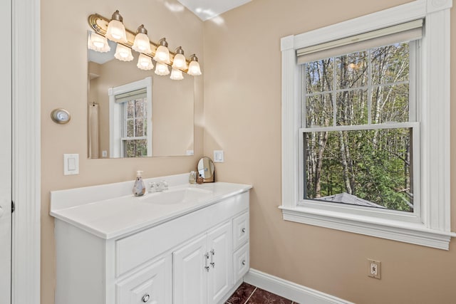 4 Geary Way, Falmouth, ME 04105 - bathroom with vanity, healthy amount of natural light, and baseboards