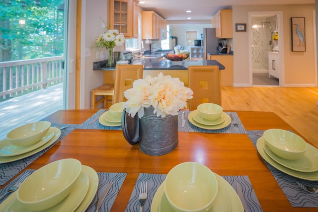 25 Sawmill Ln, Ogunquit, ME 03907 - dining area featuring light wood-type flooring and recessed lighting
