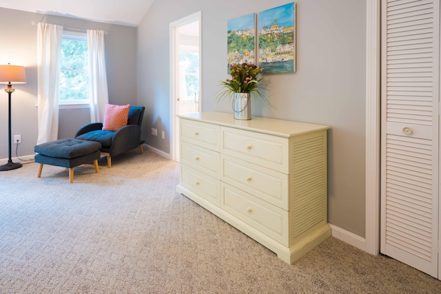 25 Sawmill Ln, Ogunquit, ME 03907 - living area featuring light carpet and lofted ceiling