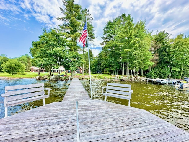 129 Loon Call Dr, Belgrade, ME 04917 - dock area with a water view and view of wooded area