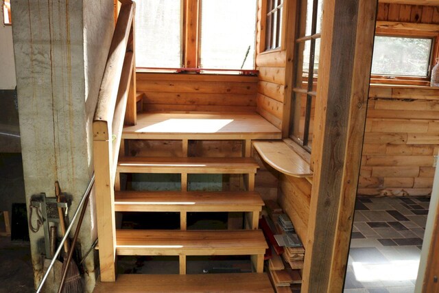 50 Widgeon Rd, Madison, ME 04950 - stairs featuring log walls