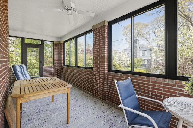 14 Highland St, Portland, ME 04103 - sunroom / solarium featuring ceiling fan