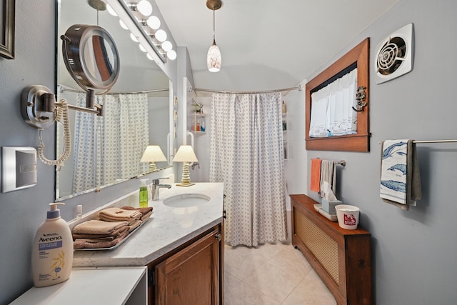 51 Googin St, Lewiston, ME 04240 - full bathroom featuring tile patterned flooring, a shower with shower curtain, and vanity