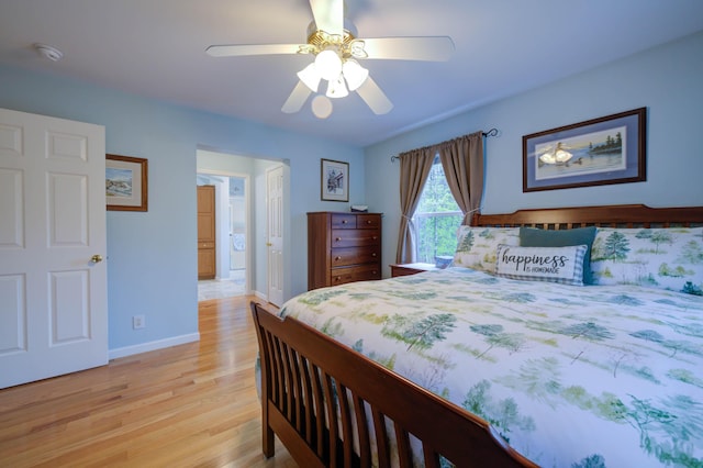 229 Stone Rd, Newfield, ME 04095 - bedroom featuring light wood-style floors, baseboards, and ceiling fan