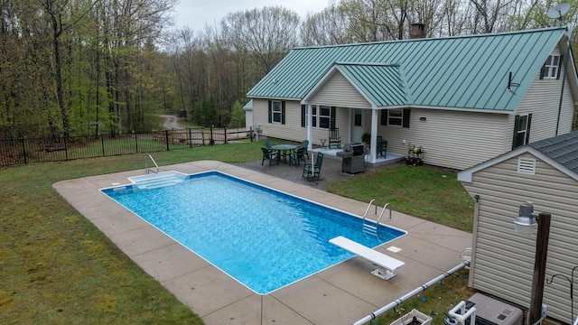 229 Stone Rd, Newfield, ME 04095 - view of swimming pool with a patio area and a diving board