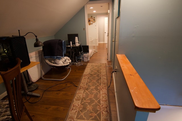 14 Fields Pond Rd, Holden, ME 04429 - corridor featuring vaulted ceiling and wood finished floors