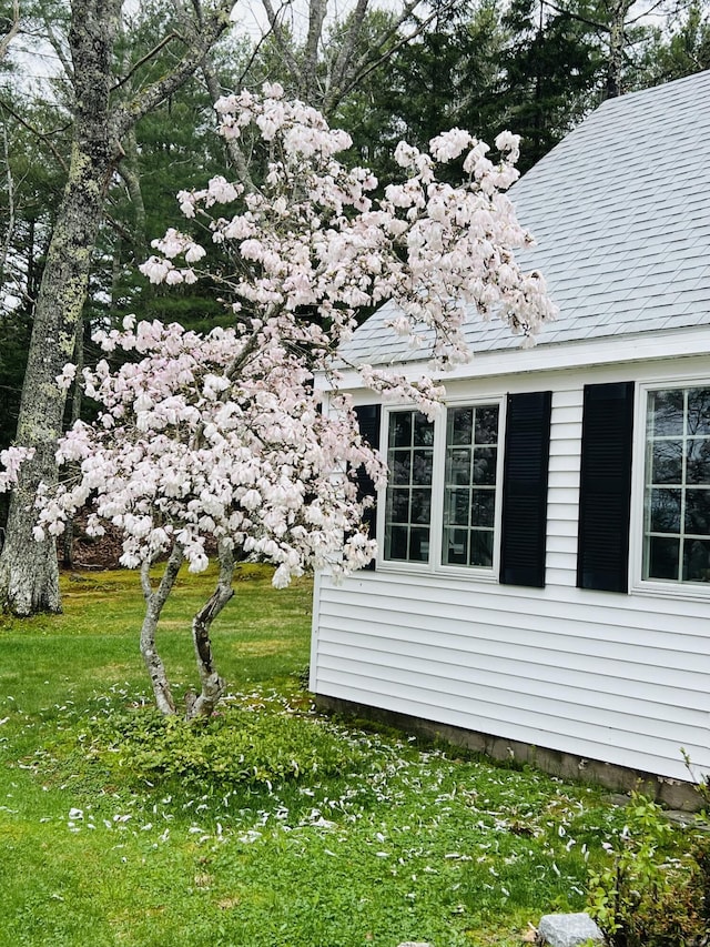 329 Salt Pond Rd, Blue Hill, ME 04614 - view of property exterior featuring a lawn and roof with shingles