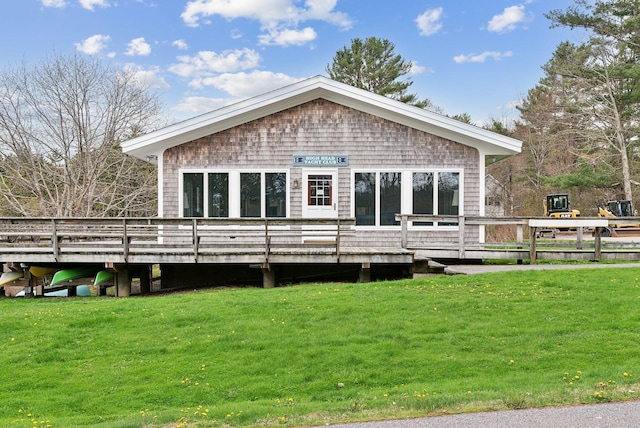 388 High Head Rd, Harpswell, ME 04079 - back of house featuring a deck and a lawn
