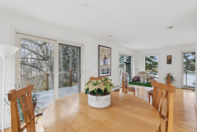 388 High Head Rd, Harpswell, ME 04079 - dining space featuring light wood finished floors