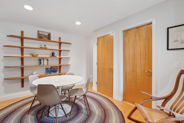 388 High Head Rd, Harpswell, ME 04079 - dining room featuring light wood-style flooring, baseboards, and recessed lighting