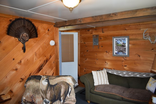 1352 Main Rd, Carroll Plt, ME 04487 - living room featuring wood walls