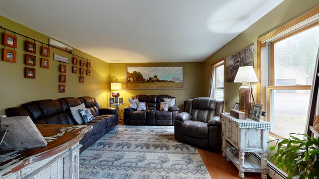 living area with wood finished floors