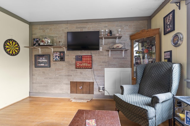 living area featuring wood finished floors