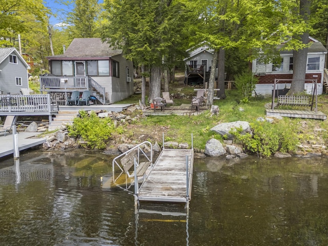23 E Shore Dr, Greene, ME 04236 - dock with stairway and a deck with water view