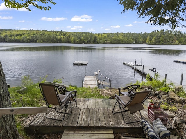23 E Shore Dr, Greene, ME 04236 - dock featuring a forest view and a water view