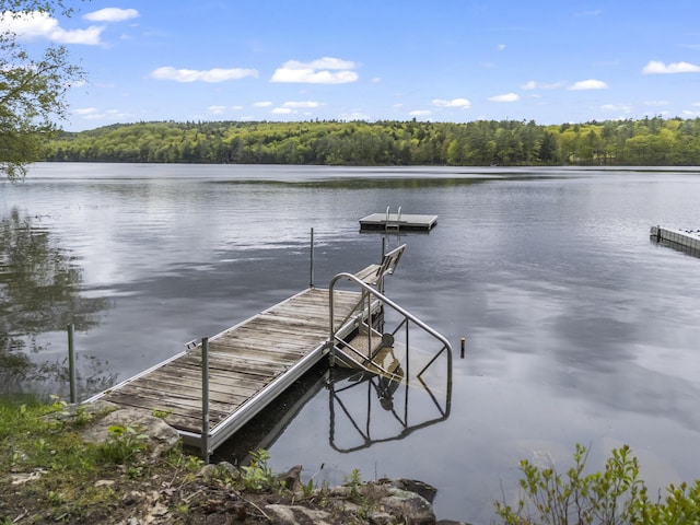 23 E Shore Dr, Greene, ME 04236 - dock area with a forest view and a water view