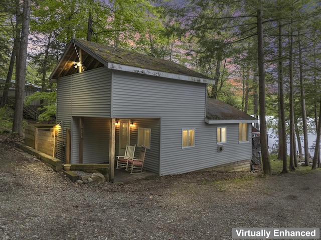23 E Shore Dr, Greene, ME 04236 - view of property exterior featuring roof with shingles