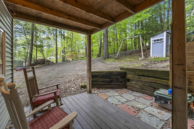 23 E Shore Dr, Greene, ME 04236 - wooden deck with view of scattered trees