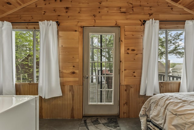 23 E Shore Dr, Greene, ME 04236 - entryway with vaulted ceiling and wood walls